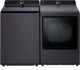 Package - LG - 5.5 Cu. Ft. High Efficiency Smart Top Load Washer with EasyUnload and 7.3 Cu. Ft. Smart Electric Dryer with Steam and EasyLoad Door - Matte Black