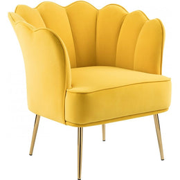Meridian Jester Yellow Velvet Accent Chair