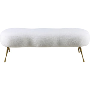 Meridian Nube White Faux Sheepskin Fur Bench