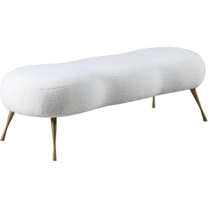 Meridian Nube White Faux Sheepskin Fur Bench