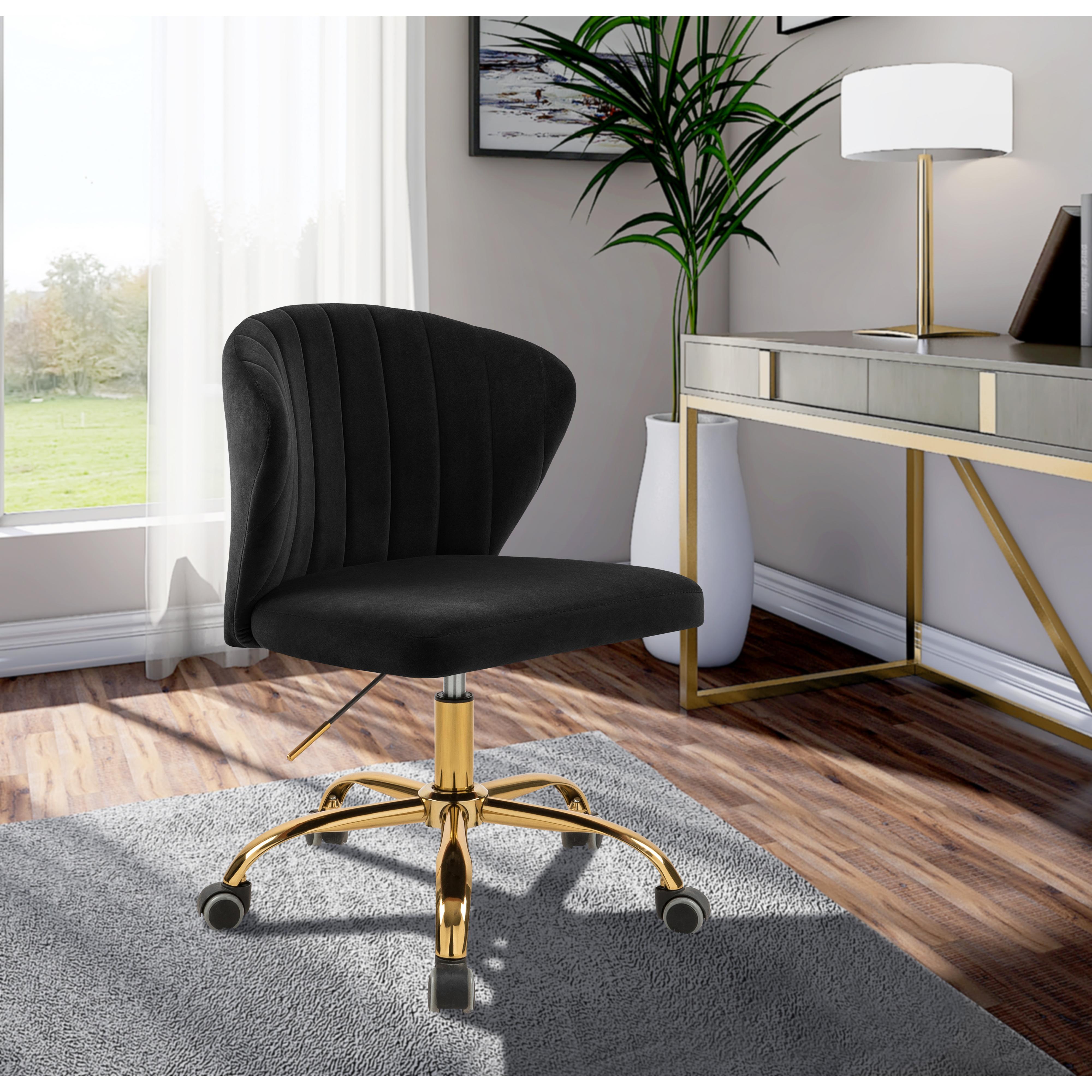 Meridian Finley Black Velvet Office Chair