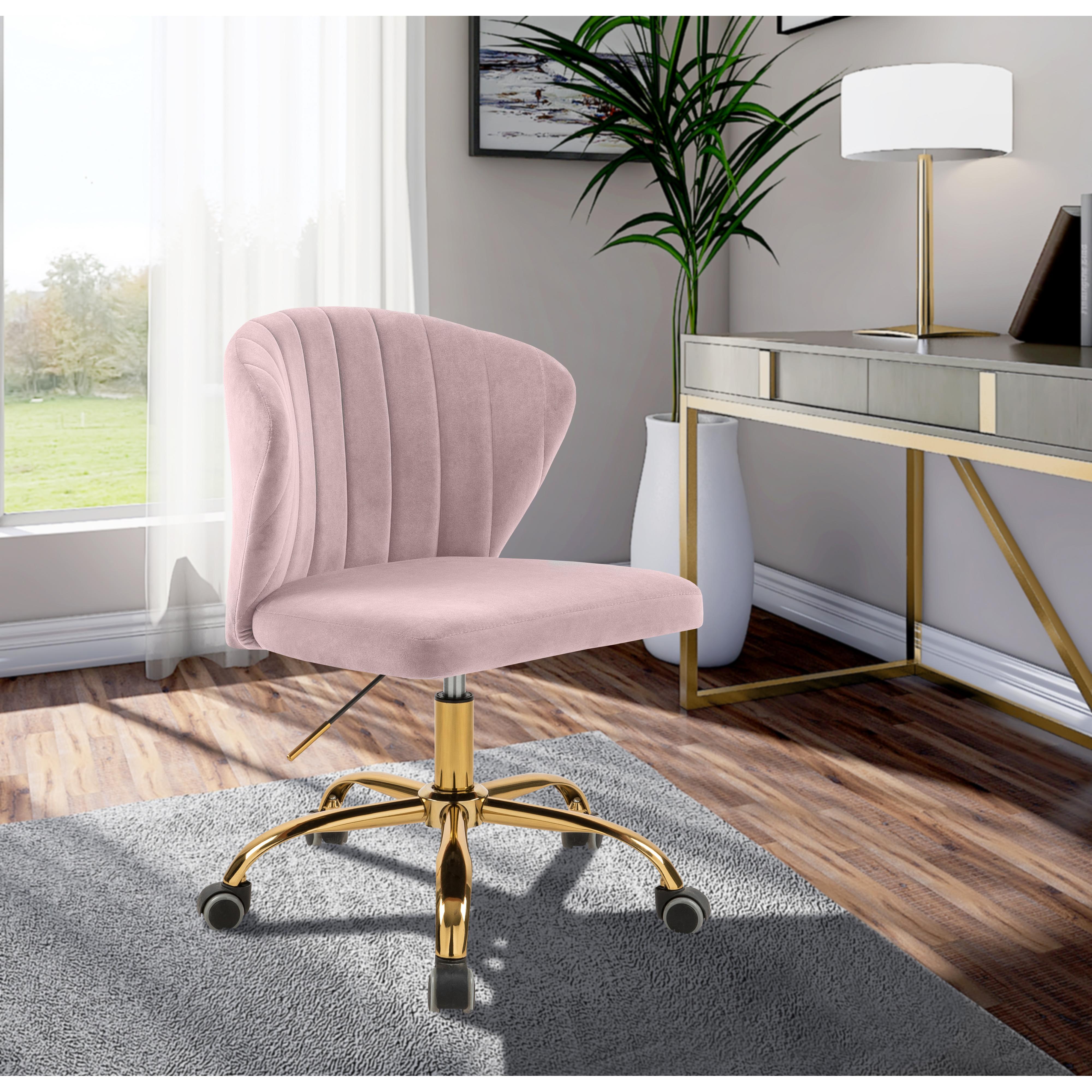 Meridian Finley Pink Velvet Office Chair