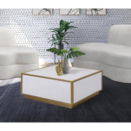 Meridian Glitz White Faux Marble Coffee Table
