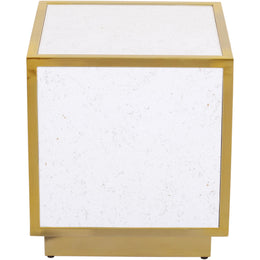 Meridian Glitz White Faux Marble End Table