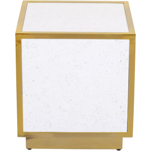 Meridian Glitz White Faux Marble End Table