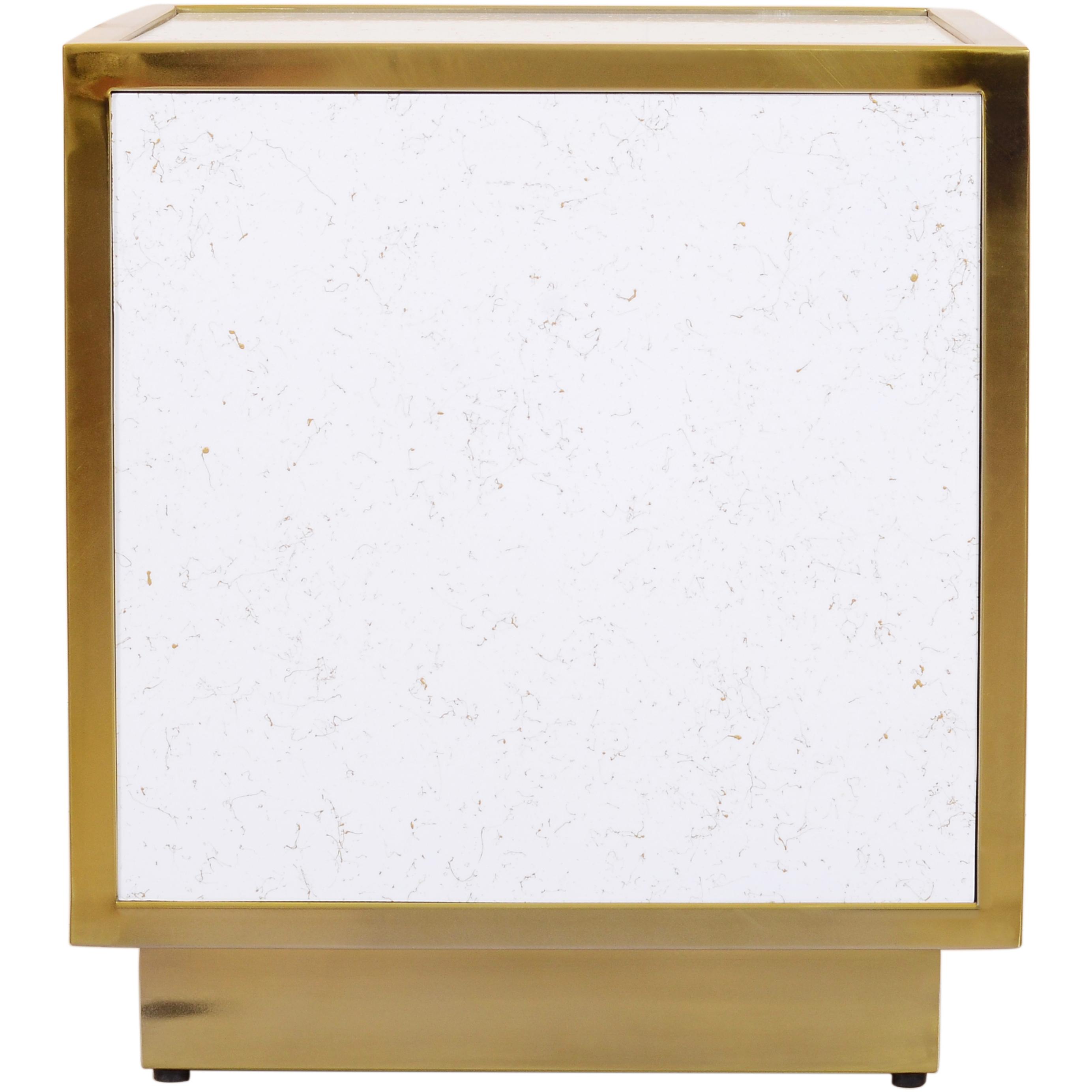 Meridian Glitz White Faux Marble End Table