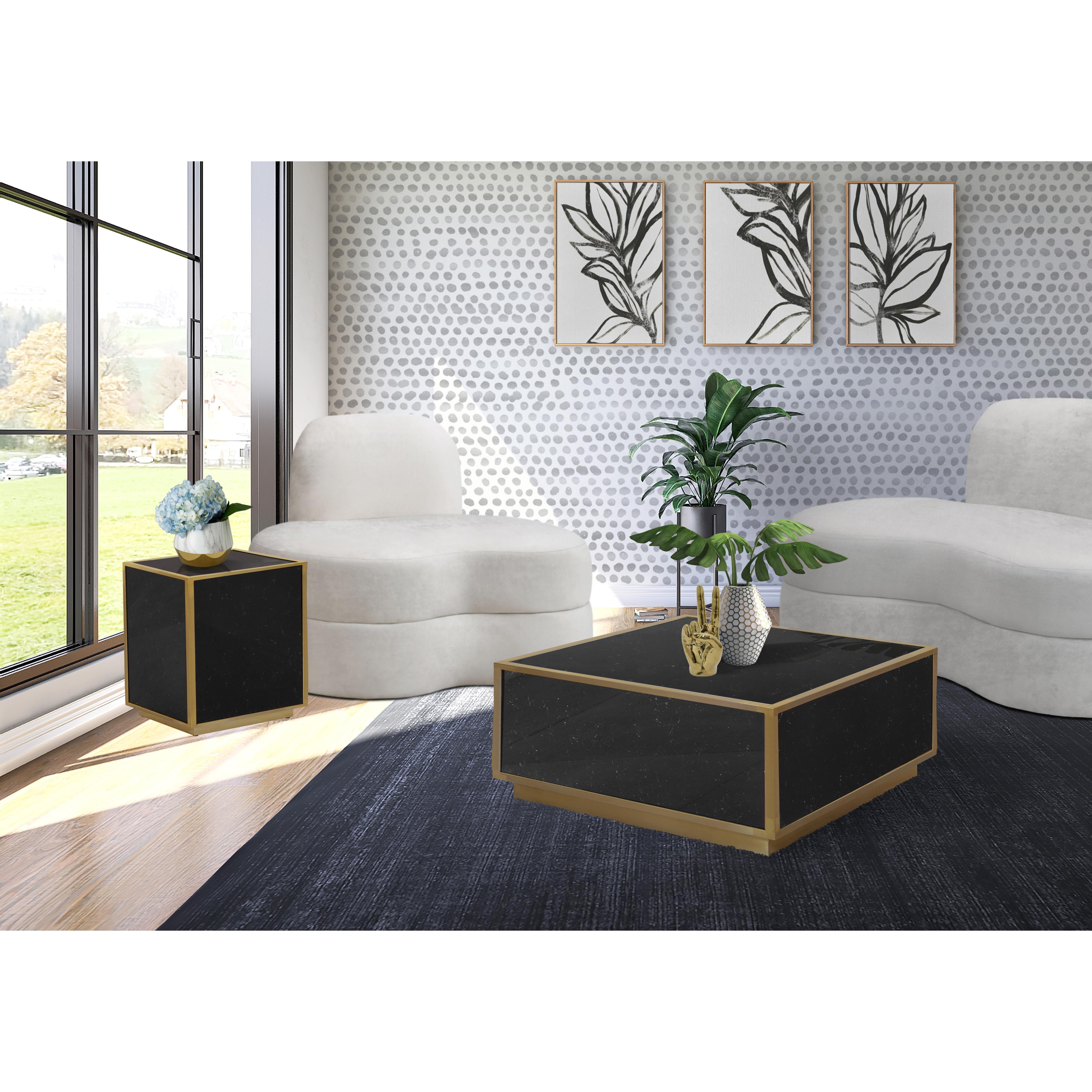 Meridian Glitz Black Faux Marble Coffee Table
