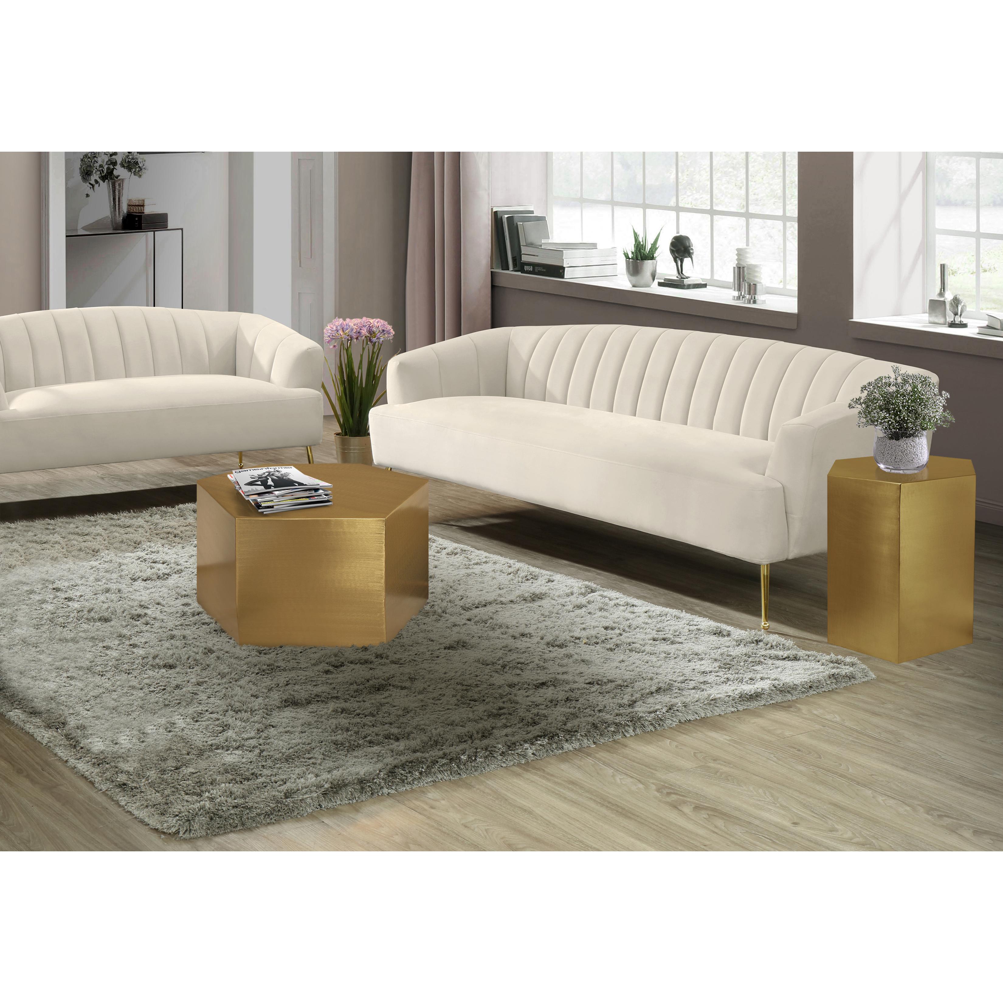 Meridian Hexagon Brushed Gold Coffee Table
