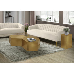 Meridian Hexagon Brushed Gold Coffee Table