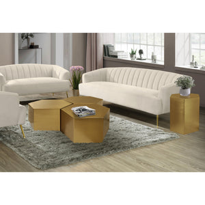 Meridian Hexagon Brushed Gold Coffee Table