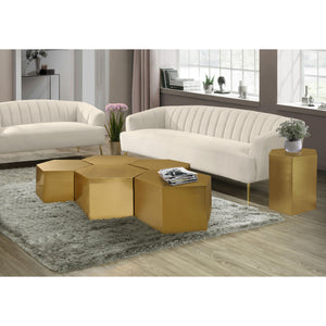 Meridian Hexagon Brushed Gold Coffee Table