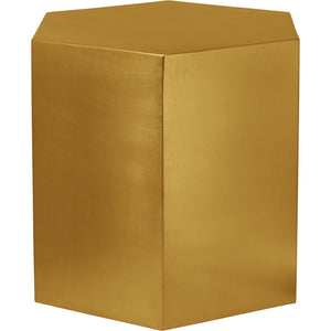 Meridian Hexagon Brushed Gold End Table