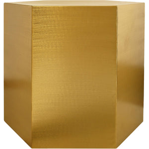 Meridian Hexagon Brushed Gold End Table