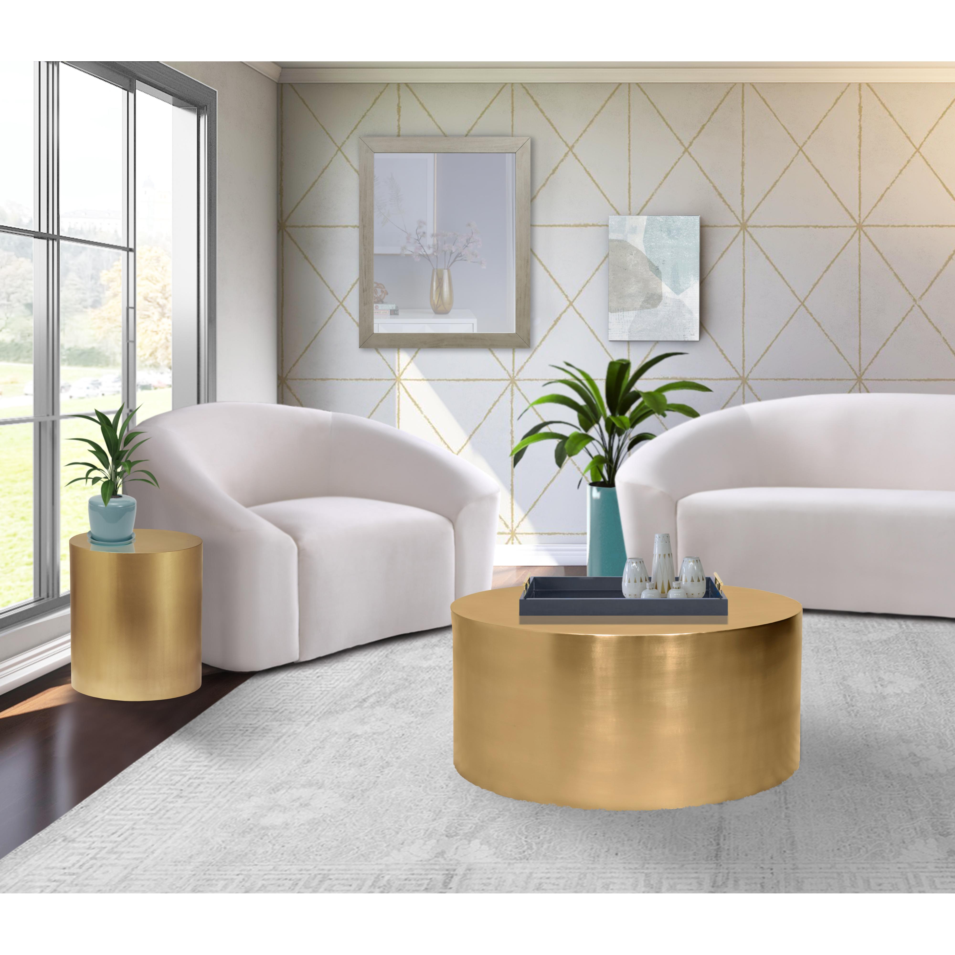 Meridian Cylinder Brushed Gold Coffee Table