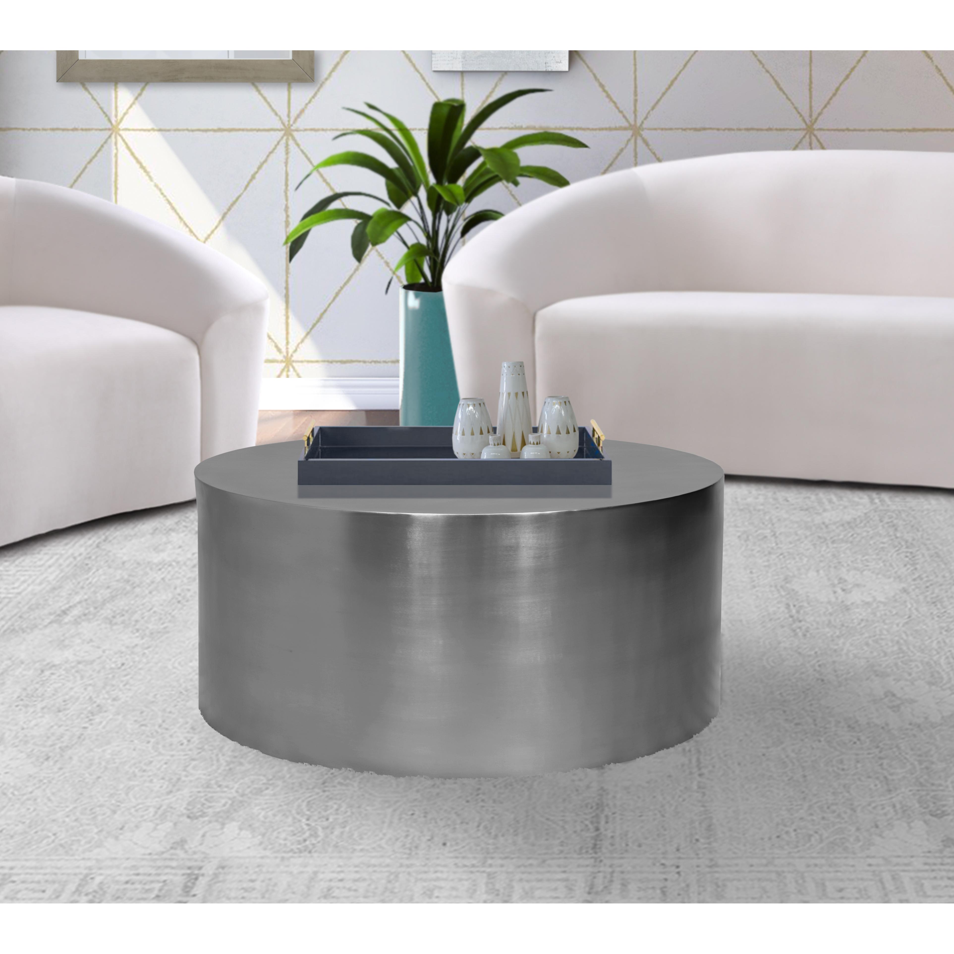 Meridian Cylinder Brushed Chrome Coffee Table