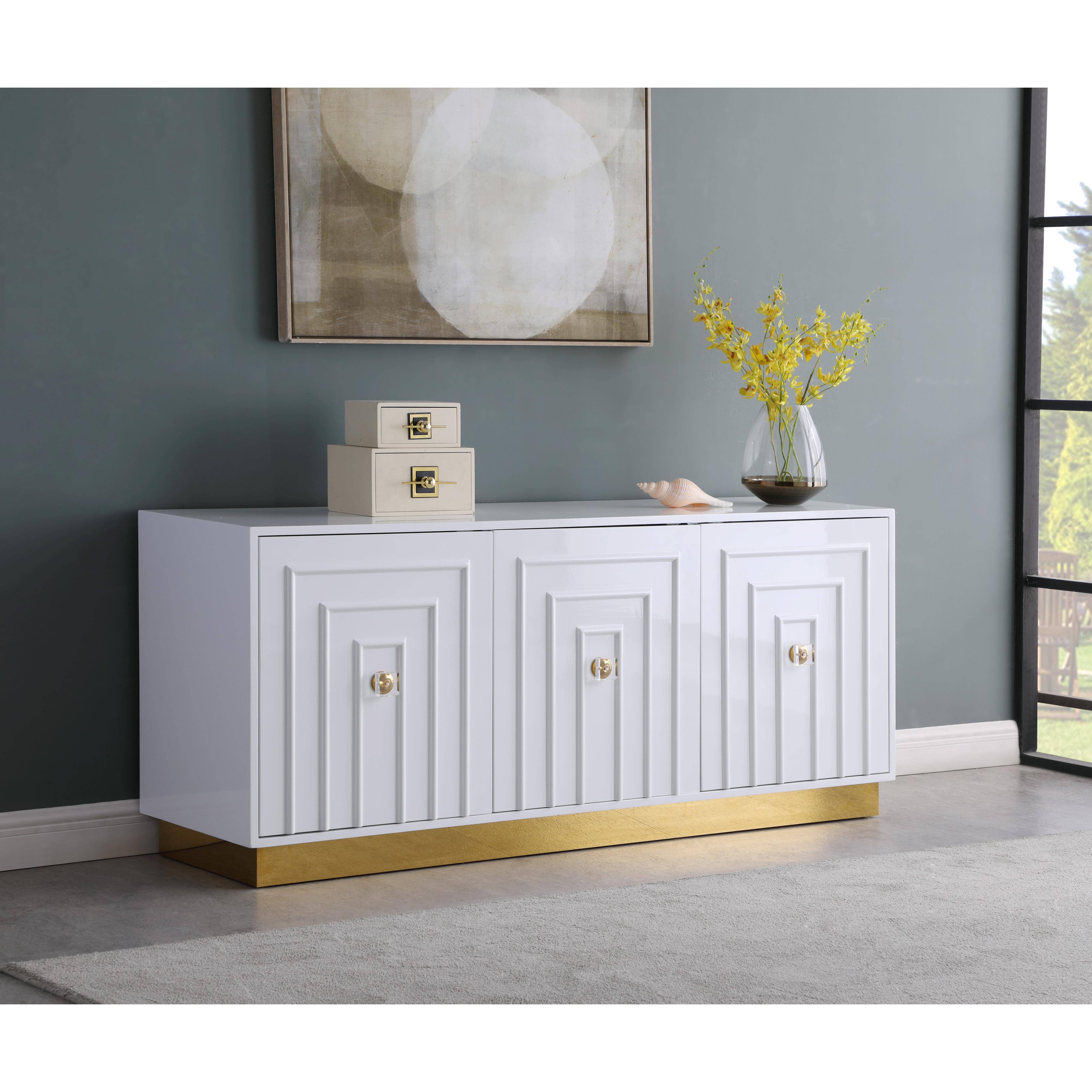 Meridian Cosmopolitan White Lacquer Sideboard/Buffet