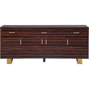 Meridian Excel Brown Zebra Wood Veneer Lacquer Sideboard/Buffet