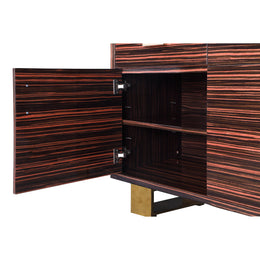 Meridian Excel Brown Zebra Wood Veneer Lacquer Sideboard/Buffet