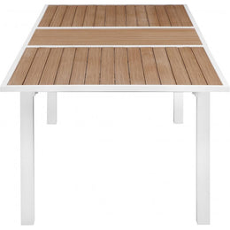 Meridian Nizuc Brown Wood Look Accent Paneling Outdoor Patio Extendable Aluminum Dining Table