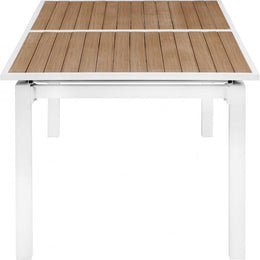 Meridian Nizuc Brown Wood Look Accent Paneling Outdoor Patio Extendable Aluminum Dining Table