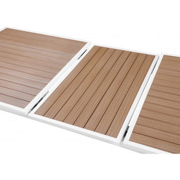 Meridian Nizuc Brown Wood Look Accent Paneling Outdoor Patio Extendable Aluminum Dining Table