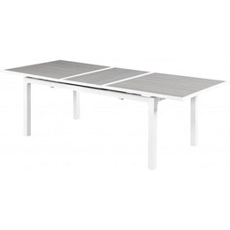 Meridian Nizuc Grey Wood Look Accent Paneling Outdoor Patio Extendable Aluminum Dining Table