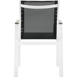 Meridian Nizuc Black Mesh Water Resistant Fabric Outdoor Patio Aluminum Mesh Dining Arm Chair