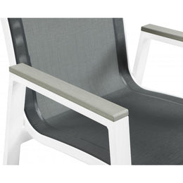 Meridian Nizuc Black Mesh Water Resistant Fabric Outdoor Patio Aluminum Mesh Dining Arm Chair