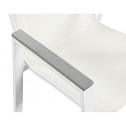Meridian Nizuc White Mesh Water Resistant Fabric Outdoor Patio Aluminum Mesh Dining Arm Chair