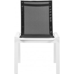Meridian Nizuc Black Mesh Water Resistant Fabric Outdoor Patio Aluminum Mesh Dining Chair
