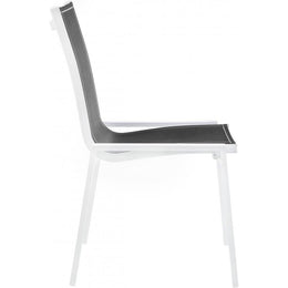 Meridian Nizuc Black Mesh Water Resistant Fabric Outdoor Patio Aluminum Mesh Dining Chair
