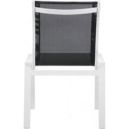 Meridian Nizuc Black Mesh Water Resistant Fabric Outdoor Patio Aluminum Mesh Dining Chair