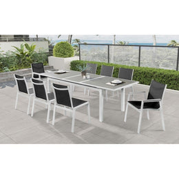 Meridian Nizuc Black Mesh Water Resistant Fabric Outdoor Patio Aluminum Mesh Dining Chair