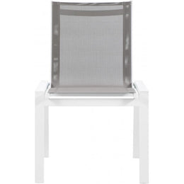 Meridian Nizuc Grey Mesh Water Resistant Fabric Outdoor Patio Aluminum Mesh Dining Chair