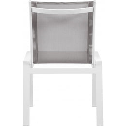 Meridian Nizuc Grey Mesh Water Resistant Fabric Outdoor Patio Aluminum Mesh Dining Chair