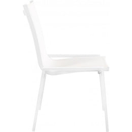Meridian Nizuc White Mesh Water Resistant Fabric Outdoor Patio Aluminum Mesh Dining Chair
