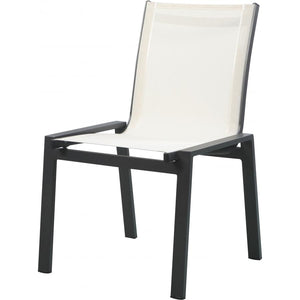 Meridian Nizuc White Mesh Water Resistant Fabric Outdoor Patio Aluminum Mesh Dining Chair