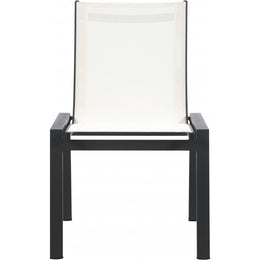 Meridian Nizuc White Mesh Water Resistant Fabric Outdoor Patio Aluminum Mesh Dining Chair