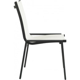 Meridian Nizuc White Mesh Water Resistant Fabric Outdoor Patio Aluminum Mesh Dining Chair