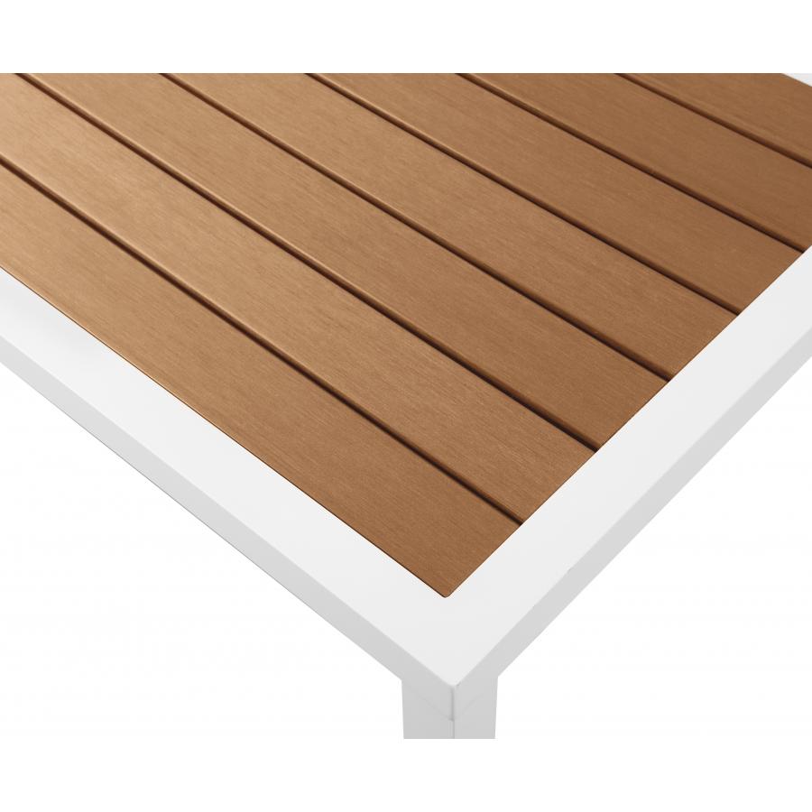 Meridian Nizuc Brown Wood Look Accent Paneling Outdoor Patio Aluminum Coffee Table