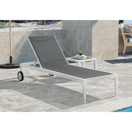 Meridian Nizuc Brown Wood Look Accent Paneling Outdoor Patio Aluminum End Table
