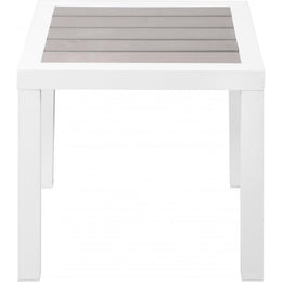 Meridian Nizuc Grey Wood Look Accent Paneling Outdoor Patio Aluminum End Table