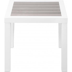 Meridian Nizuc Grey Wood Look Accent Paneling Outdoor Patio Aluminum End Table