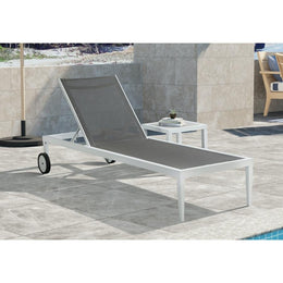 Meridian Nizuc Grey Wood Look Accent Paneling Outdoor Patio Aluminum End Table
