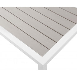 Meridian Nizuc Grey Wood Look Accent Paneling Outdoor Patio Aluminum Coffee Table