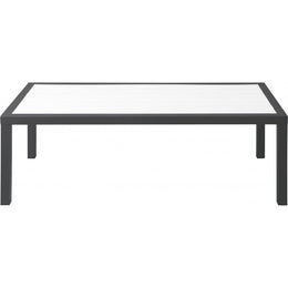 Meridian Nizuc White Wood Look Accent Paneling Outdoor Patio Aluminum Coffee Table