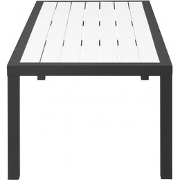 Meridian Nizuc White Wood Look Accent Paneling Outdoor Patio Aluminum Coffee Table