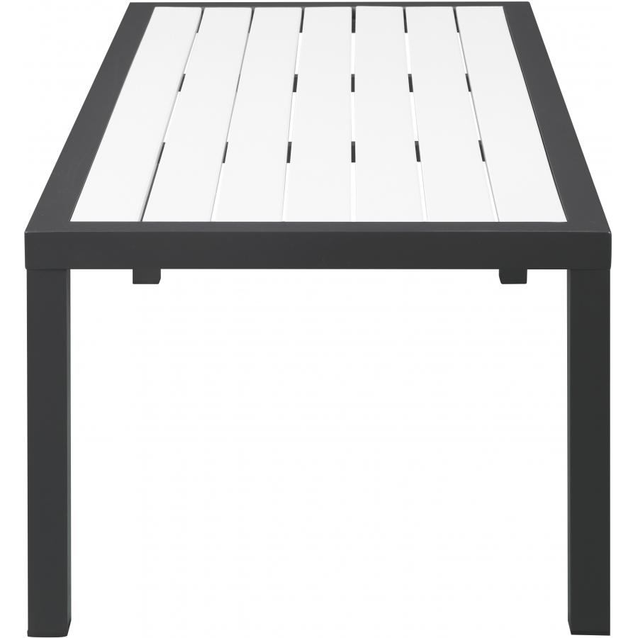 Meridian Nizuc White Wood Look Accent Paneling Outdoor Patio Aluminum Coffee Table