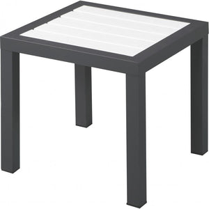 Meridian Nizuc White Wood Look Accent Paneling Outdoor Patio Aluminum End Table