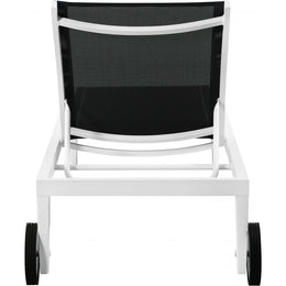 Meridian Nizuc Black Mesh Water Resistant Fabric Outdoor Patio Aluminum Mesh Chaise Lounge Chair